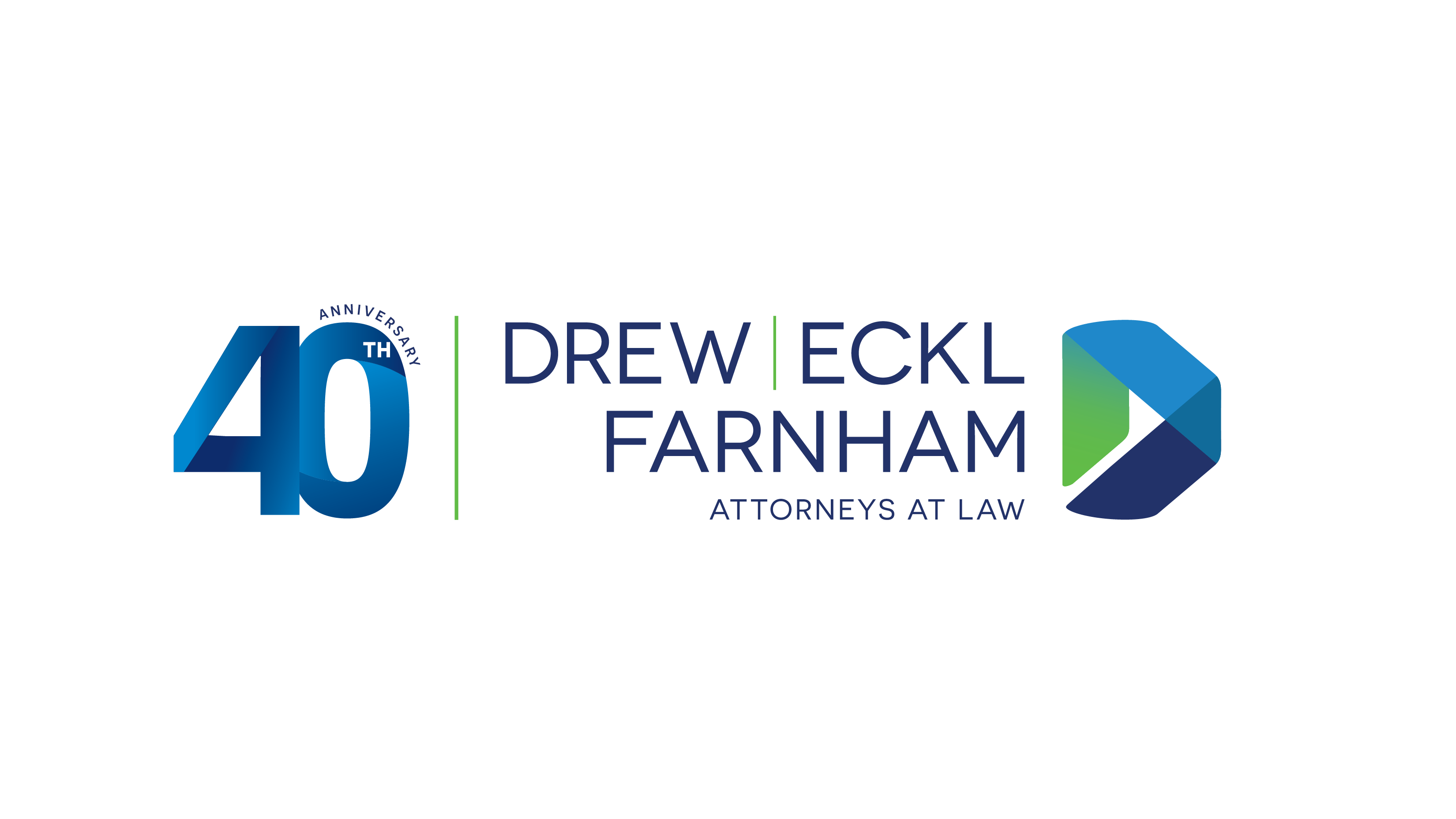 Drew Eckl & Farnham 40th Anniversary Logo